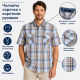 Чоловіча сорочка Gold Golf Man в клітинку зі 100% бавовни з коротким рукавом,XXL,Блакитний з бежевим