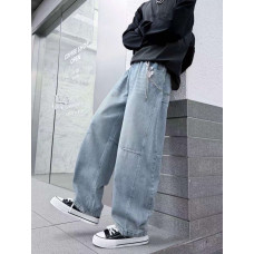 Широкі джинси NLYB для хлопчика 11-17 років — skater baggy на гумці, Блакитний 164