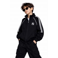 Зип худи для хлопчика oversize KBYG на блискавці без капюшона комір стійка щільне,Чорний, 152