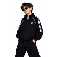 Зип худи для мальчика oversize KBYG на молнии без капюшона воротник стойка плотное,Черный,  146