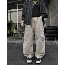 Широкі джинси карго AMXK для хлопчика підлітка baggy 12-17 років, Пісочний 164