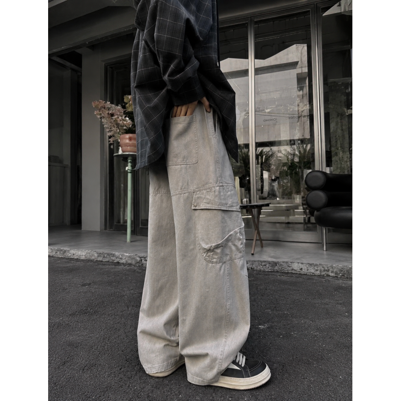 Широкі джинси карго AMXK для хлопчика підлітка baggy 12-17 років, Пісочний 164