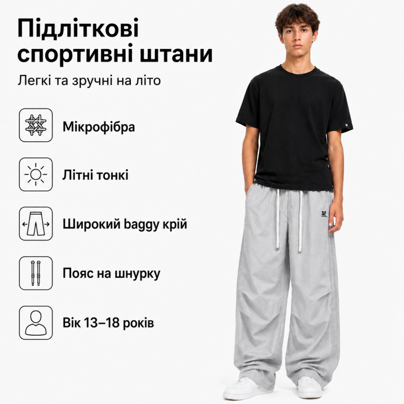 Штани Beilala баггі для хлопчика 13-18 років - літні тонкі штани з мікрофібри, Світло-сірий, 176