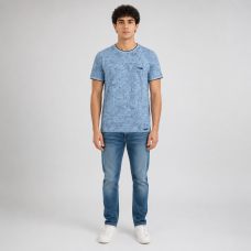 Футболка чоловіча Red-Down 2XL-5XL - великі розміри, 95% бавовна 5% еластан,XXXL,Пильно-блакитний