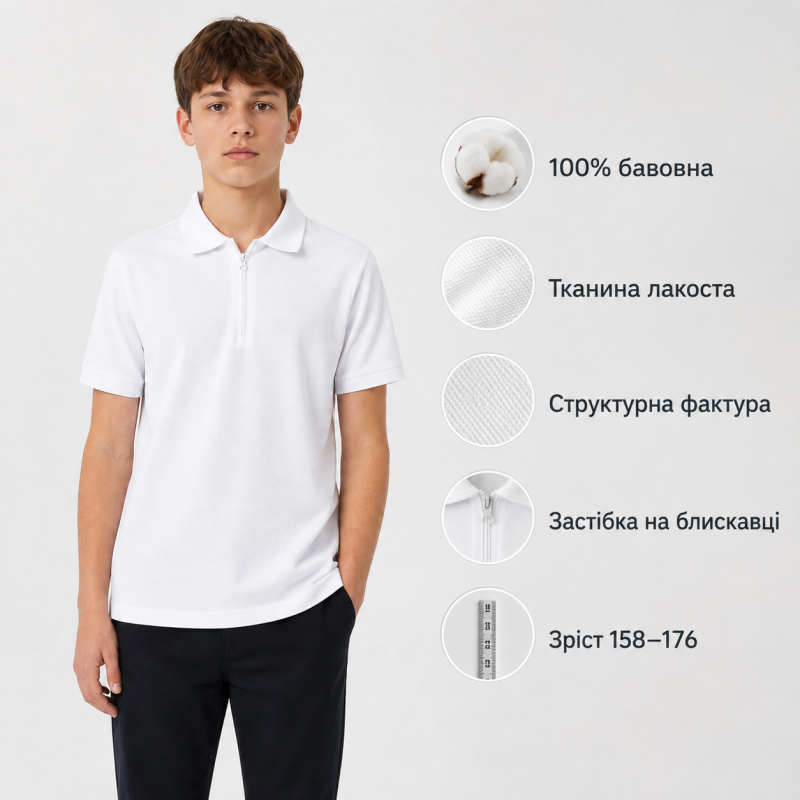 Футболка поло SOOW для мальчика, Белый,164