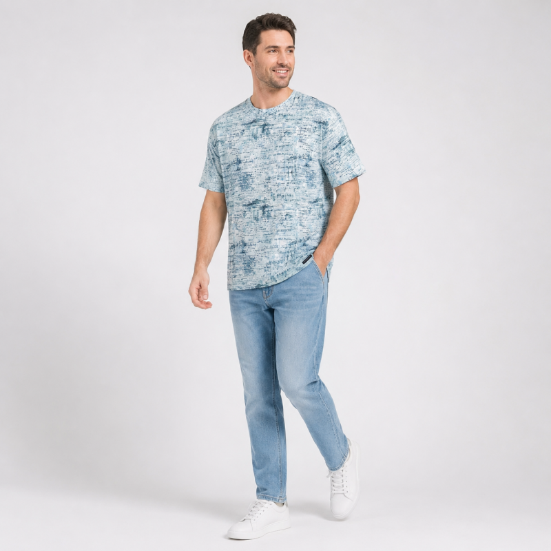 Футболка чоловіча Red-Down 6XL-9XL марлевка - великі розміри, повномірна посадка, 8XL, Білий із зеленим