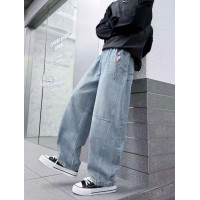 Широкі джинси NLYB для хлопчика 11-17 років - skater baggy на гумці, Блакитний 170-176
