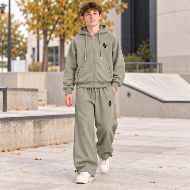 Теплый костюм Alder для мальчика с худи и брюками Baggy,Оливковый 146