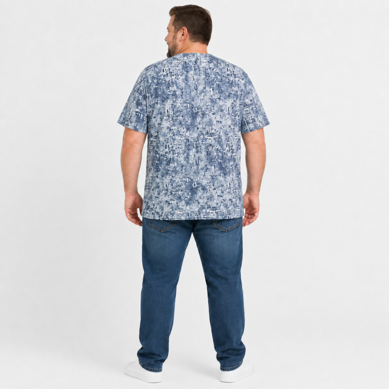 Чоловічі футболки Red-Down великих розмірів 6XL-9XL — марлевка, вільний крій, 6XL, Білий з синім