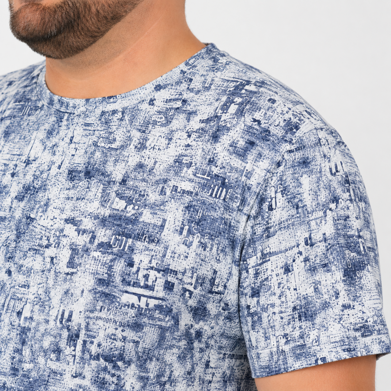 Чоловічі футболки Red-Down великих розмірів 6XL-9XL — марлевка, вільний крій, 6XL, Білий з синім