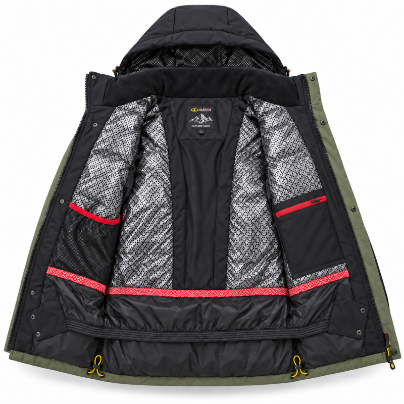 Термокуртка зимняя Audsa мужская M-3XL мембранная Omni-Heat,XXL, Хаки