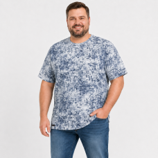 Чоловічі футболки Red-Down великих розмірів 6XL-9XL - марлевка, вільний крій, 8XL, Білий з синім