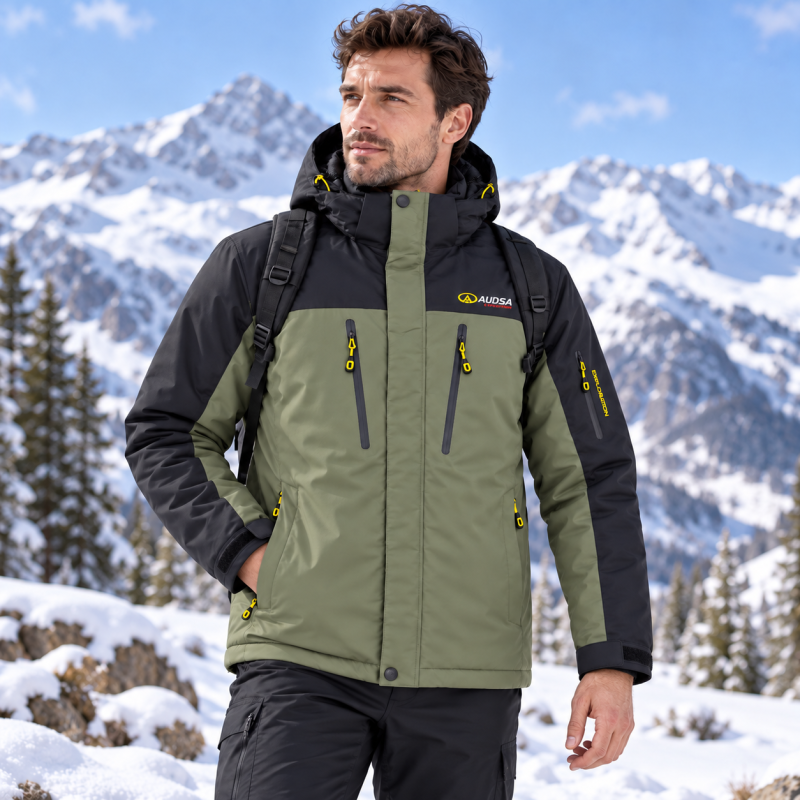Термокуртка зимняя Audsa мужская M-3XL мембранная Omni-Heat,L, Хаки