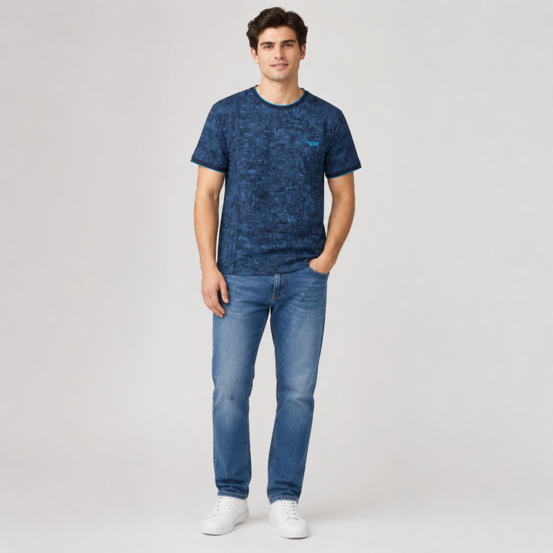 Футболка чоловіча Red-Down 2XL-5XL - великі розміри, 95% бавовна 5% еластан, 5XL, Темно-синій