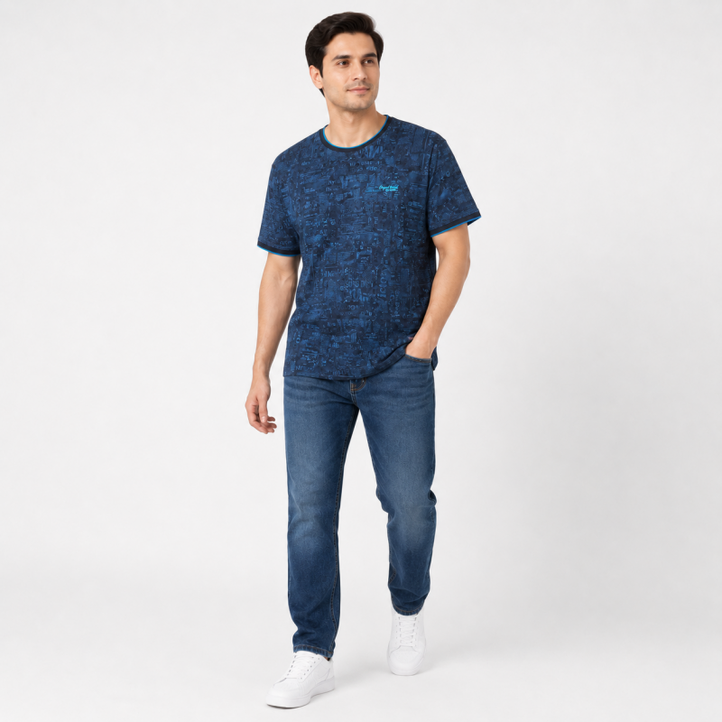 Футболка чоловіча Red-Down 2XL-5XL - великі розміри, 95% бавовна 5% еластан, 5XL, Темно-синій