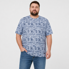 Футболка чоловіча Red-Down 6XL-9XL марлевка - великі розміри, повномірна посадка, 7XL, Білий з синім