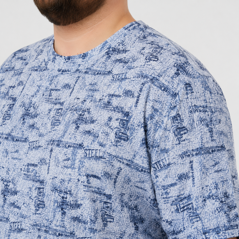 Футболка чоловіча Red-Down 6XL-9XL марлевка - великі розміри, повномірна посадка, 7XL, Білий з синім