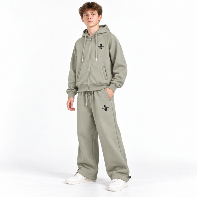 Теплый костюм Alder для мальчика с худи и брюками Baggy,Оливковый 158