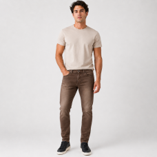 Чоловічі джинси CDEVOIR slim fit звужені, 30, Коричневий