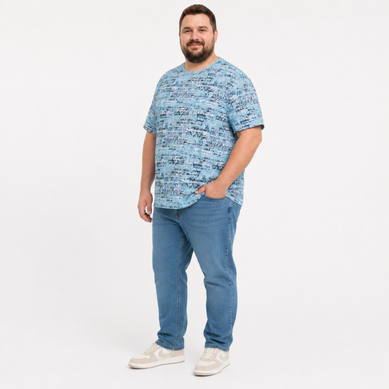Футболка чоловіча Cracow марлевка 6XL-9XL - великі розміри, вільний крій, 9XL, Бірюзовий