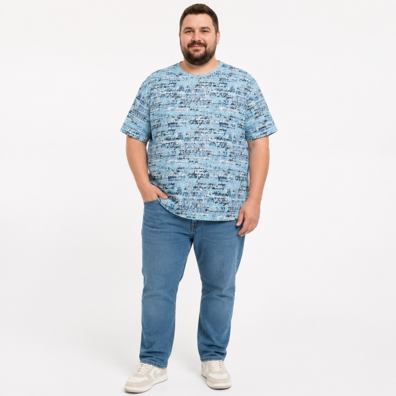 Футболка чоловіча Cracow марлевка 6XL-9XL - великі розміри, вільний крій, 9XL, Бірюзовий