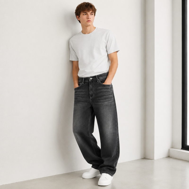 Джинсы широкие Difransel baggy мужские 100% коттон,33  Графит