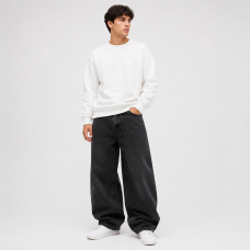 Чоловічі джинси baggy John Lucca широкі прямі streetwear оверсайз із щільного деніму 100% бавовна, 30 Чорний