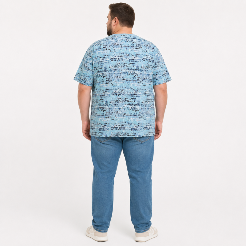 Футболка чоловіча Cracow марлевка 6XL-9XL - великі розміри, вільний крій, 7XL, Бірюзовий