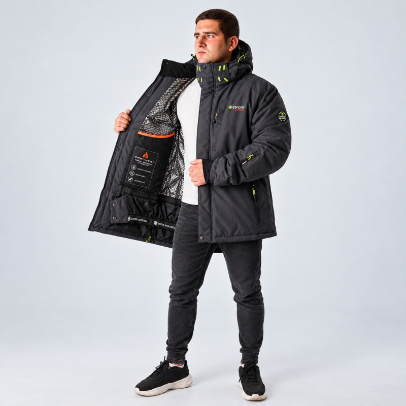 Термокуртка Snow мужская XXL-6XL зимняя мембранная Omni-Heat,XXXL, Серый