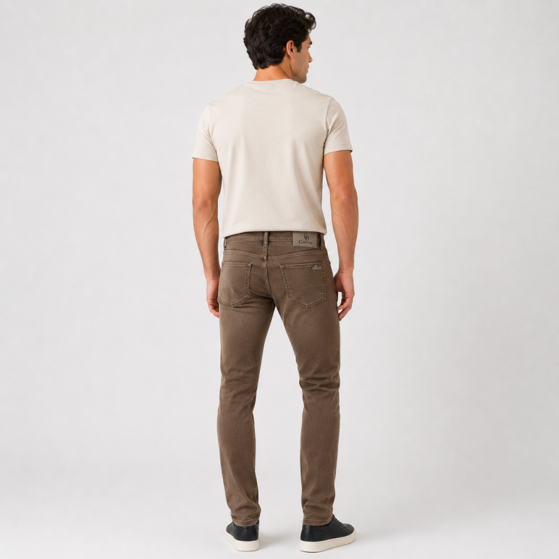 Чоловічі джинси CDEVOIR slim fit звужені, 32, Коричневий