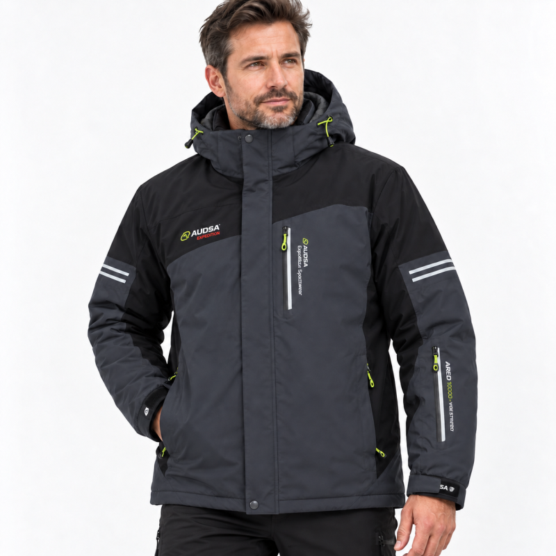 Куртка термо зимняя Audsa мужская M-3XL лыжная,Графит,L