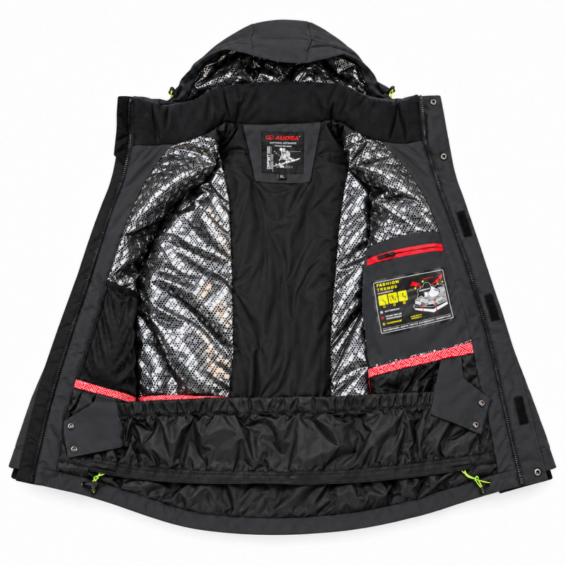 Куртка термо зимняя Audsa мужская M-3XL лыжная,Графит,L