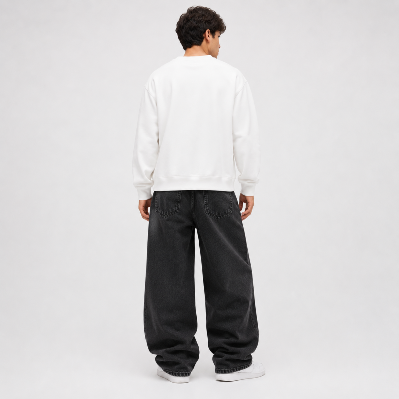 Чоловічі джинси baggy John Lucca широкі прямі streetwear оверсайз із щільного деніму 100% бавовна, 31 Чорний