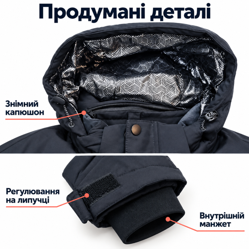 Зимняя мембранная куртка ZGH для мальчика, Черный, 140