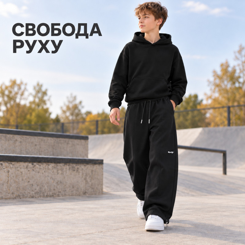 Теплые штаны GMWL для мальчика широкие Baggy,Черный, 158