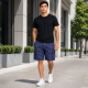 Шорты мужские Sport в клетку 2XL-6XL — летние карго шорты на резинке,Темно-синий, XXL
