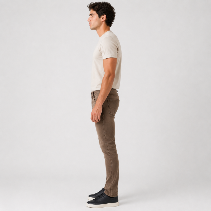 Чоловічі джинси CDEVOIR slim fit звужені, 34, Коричневий