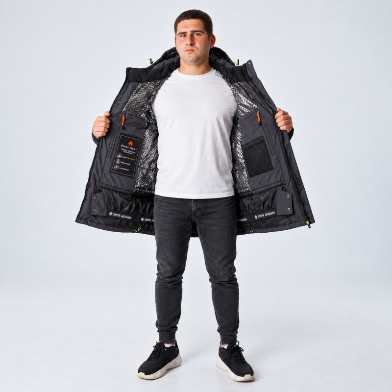 Термокуртка Snow мужская XXL-6XL зимняя мембранная Omni-Heat,5XL, Серый