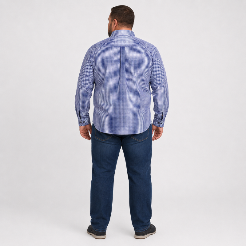 Рубашка мужская Gold Golf Man в клетку большие размеры,10XL, Сине-серый в клетку