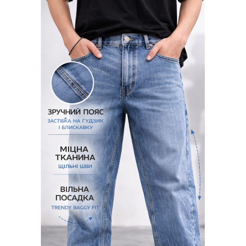 Широкі джинси Willmen баггі для хлопчика-підлітка,30 Блакитний