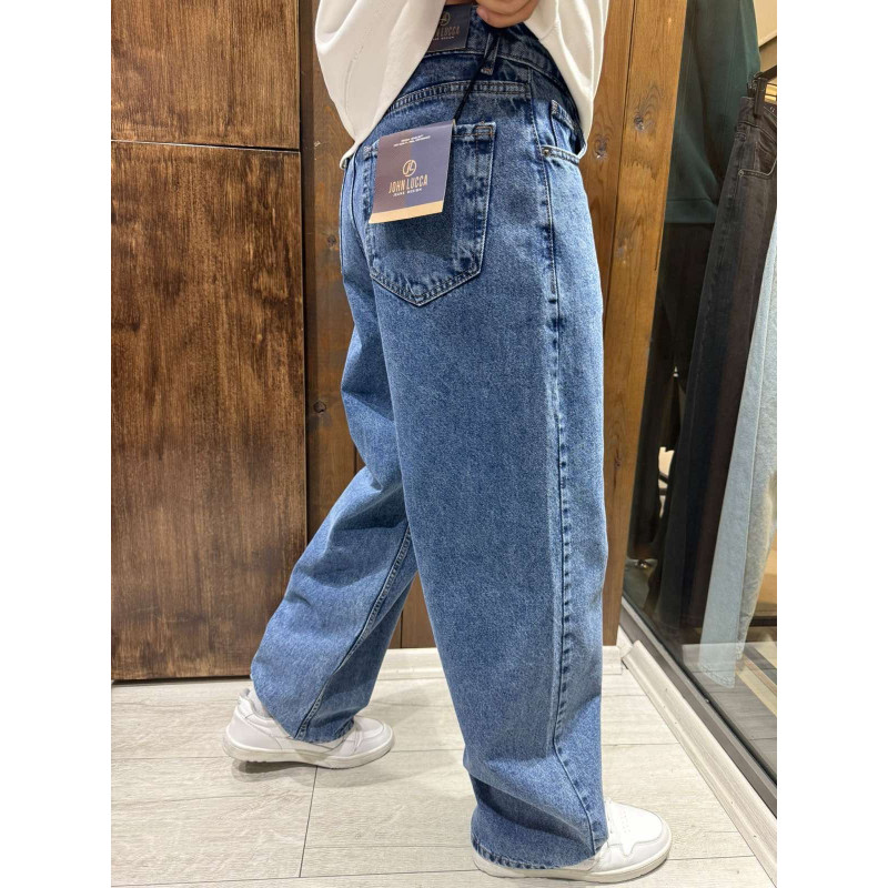 Чоловічі джинси baggy John Lucca широкі прямі streetwear оверсайз із щільного деніму 100% бавовна,29 Синій