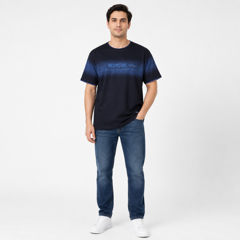 Футболка чоловіча Red-Down 2XL-5XL з манжетом - великі розміри, 95% бавовна 5% еластан,5XL,Чорний