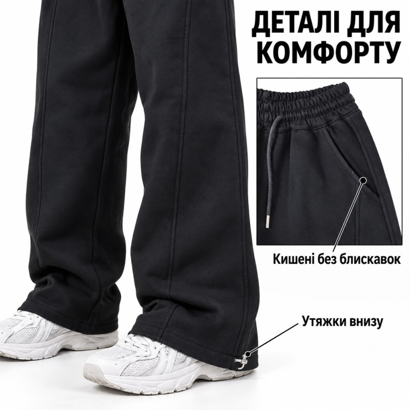 Теплые штаны GMWL для мальчика широкие Baggy,Черный, 164