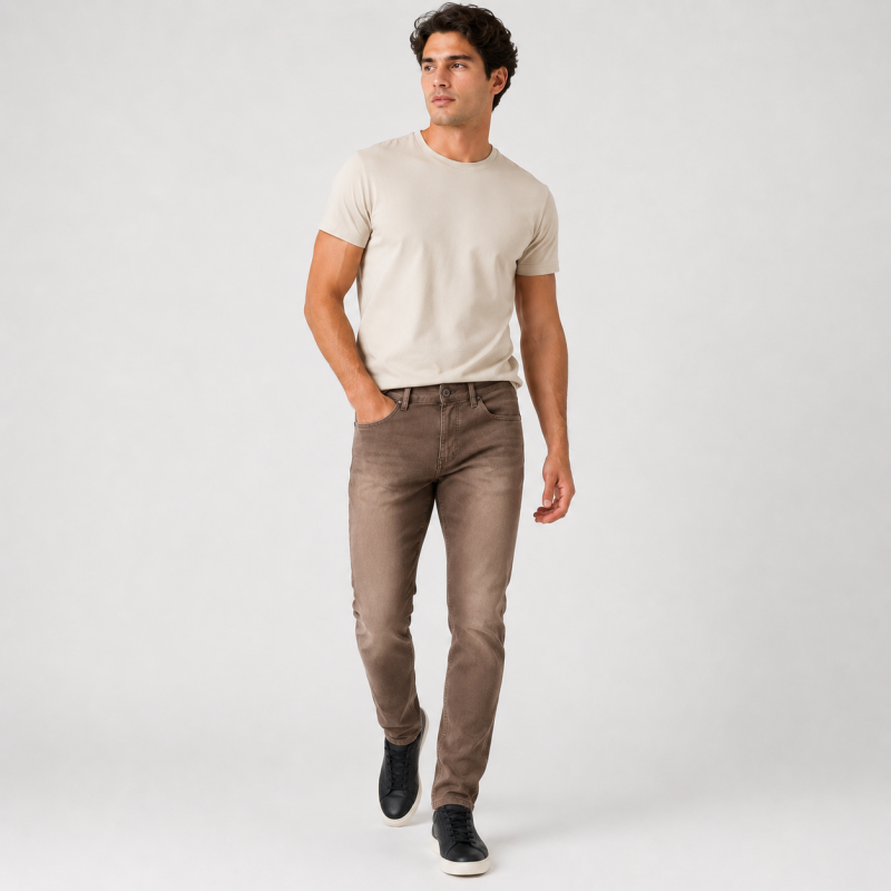 Чоловічі джинси CDEVOIR slim fit звужені, 38, Коричневий