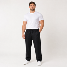 Штани Lonn чоловічі лляні XL-6XL літні рівні на резинці, 6XL, Чорний