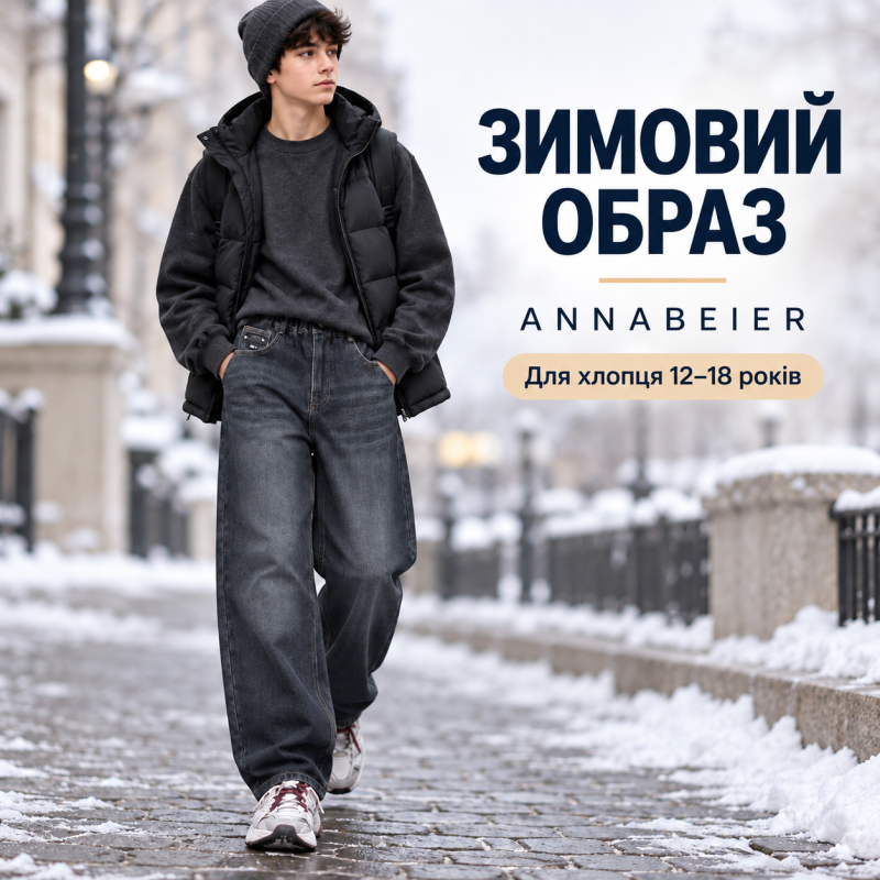Теплые джинсы Annabeier Mom для мальчика свободного кроя,Темно-синий 180
