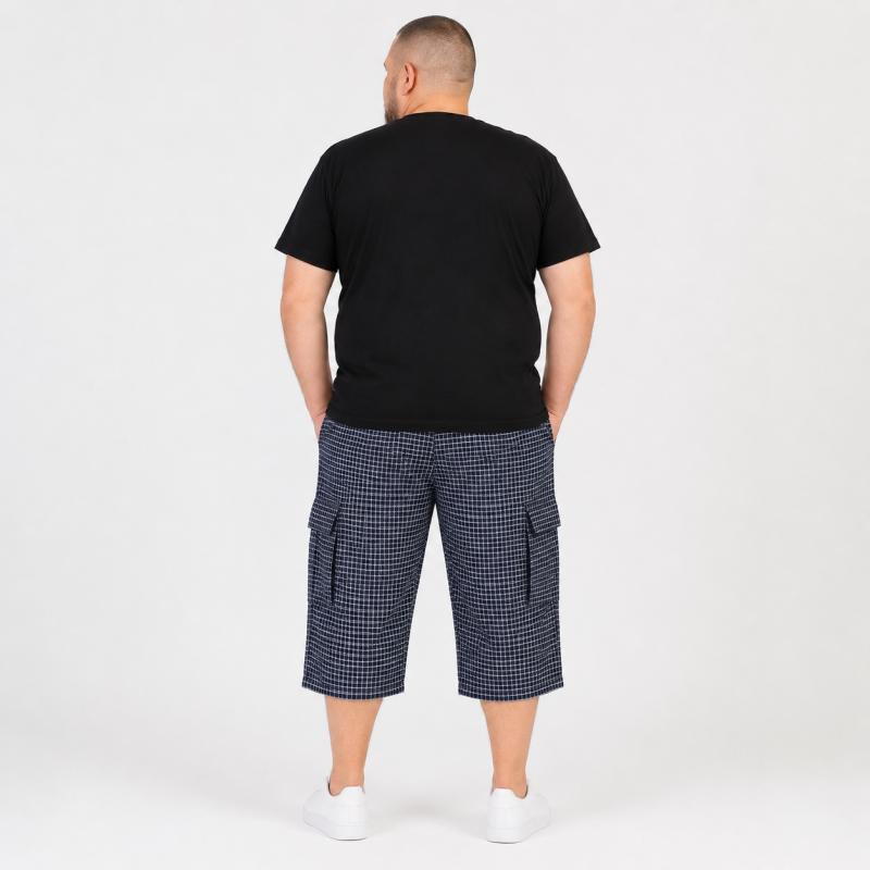 Бриджи мужские Sport большие размеры 2XL-6XL карго в клетку,Черный, XXL