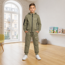 Спортивный костюм Happy House для мальчика 4-12 лет с карго карманами,Оливковый 134-140