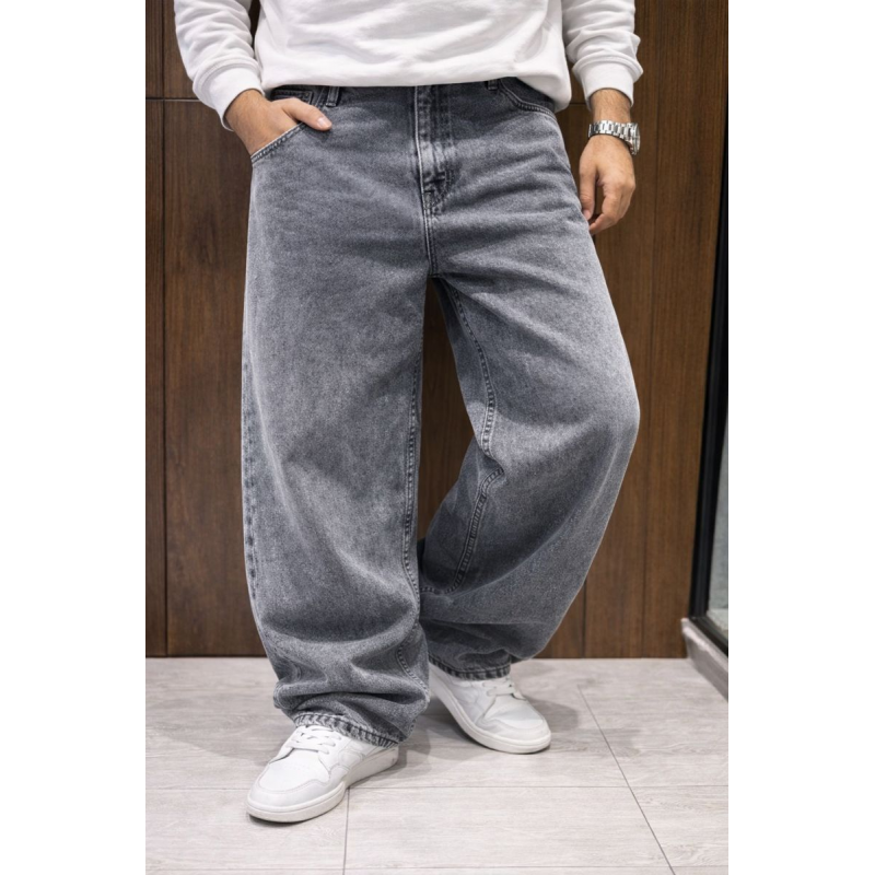 Чоловічі джинси baggy John Lucca широкі прямі streetwear оверсайз із щільного деніму 100% бавовна,31 Сірий