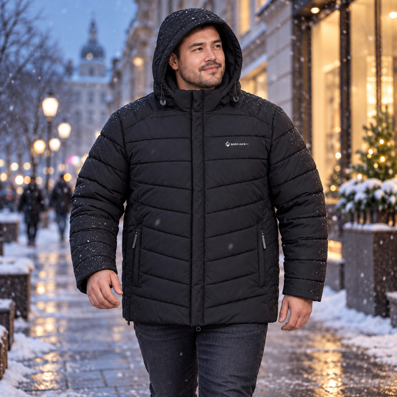 Мужская зимняя куртка батал Boos & Jack 5XL–10XL Thinsulate,Черный,10XL
